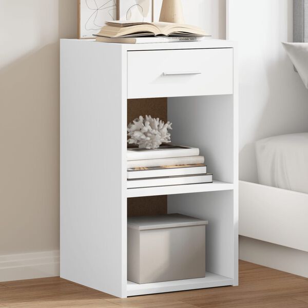 vidaXL Bedside Cabinet Set of 2 White Engineered Wood Compact