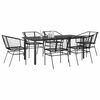vidaXL 7 Piece Patio Dining Set Black Poly Rattan Glass