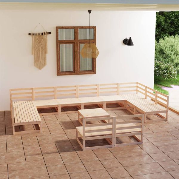 vidaXL 13 Piece Patio Lounge Set Solid Pinewood