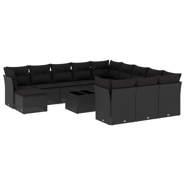 vidaXL Garden Sofa Set Black