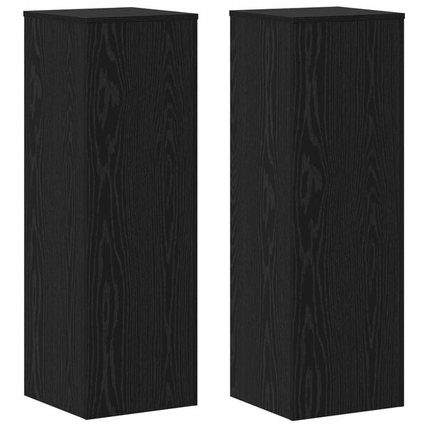 vidaXL Plant Stand 2 pcs Black Oak 12.99 x 12.99 x 39.37 in