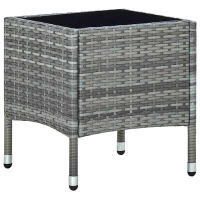 vidaXL Patio Table Gray 15.7"x15.7"x17.7" Poly Rattan
