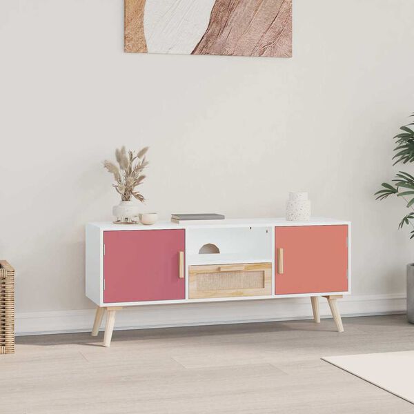 vidaXL TV Cabinet White, Red, Orange Engineered wood, Solid pinewood