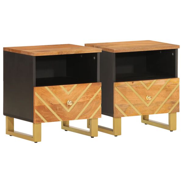 vidaXL Bedside Cabinet Set of 2 Brown and Black