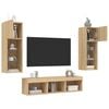 vidaXL TV Wall Unit Set of 5 Sonoma Oak Engineered Wood, Glass Medium