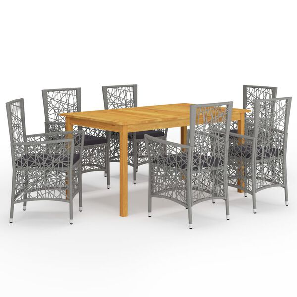 vidaXL 7 Piece Patio Dining Set Gray