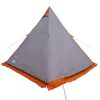 vidaXL Family Tent Tipi 6-Person Grey and orange Waterproof