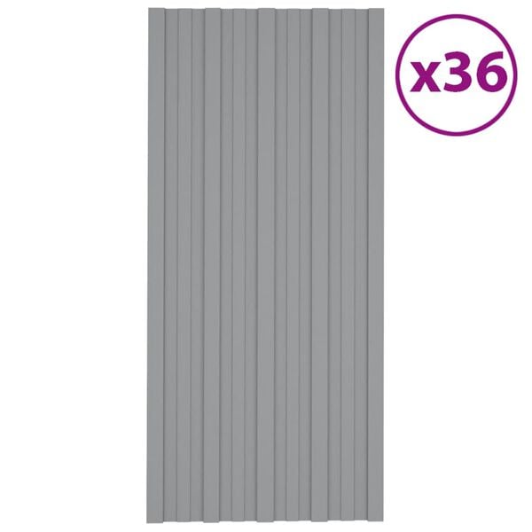 vidaXL Roof Panels 36 pcs Galvanised Steel Grey 39.4x17.7"
