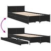 vidaXL Bed Frame Black Engineered Wood, Steel Twin Twin Bed Frame