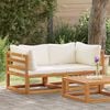 vidaXL Corner Sofa Cream white Solid acacia wood Standard two-seater