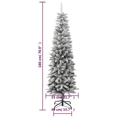 vidaXL Artificial Slim Christmas Tree with Flocked Snow 6 ft PVC&PE