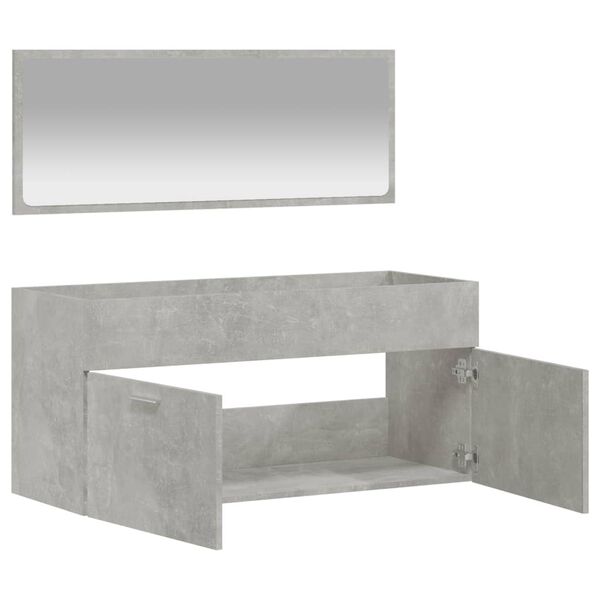 vidaXL Bathroom Cabinet With Mirror Concrete Gray Engineered Wood, Acrylic