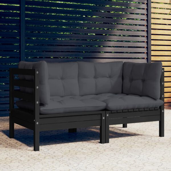 vidaXL 2-seater Garden Sofa Black and Anthracite
