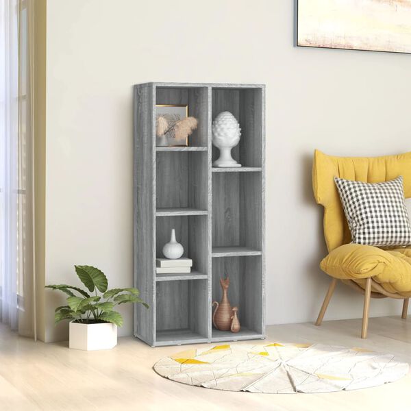 vidaXL Book Cabinet Grey Sonoma Engineered Wood Medium Book Cabinet