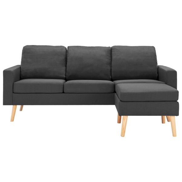 vidaXL Sofa Dark Grey Fabric (100% polyester), solid pine wood, rubber wood