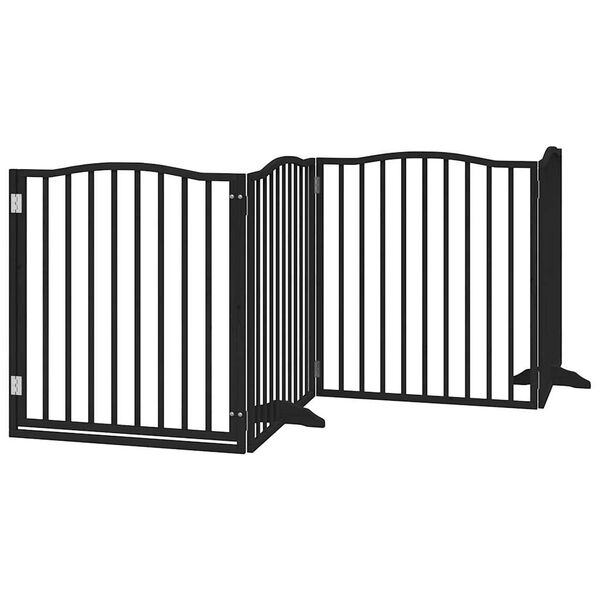 vidaXL Dog Gate Set of 4 Black Poplar wood 10.5 ft Foldable Dog Gate