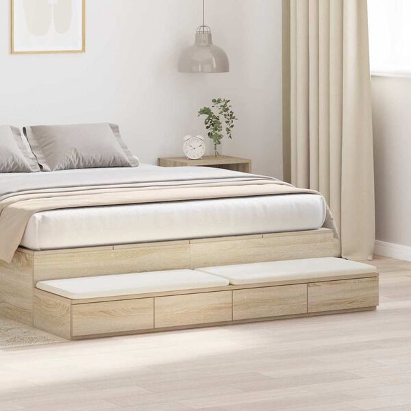 vidaXL Bed Drawers Sonoma Oak 59.06 x 14.37 x 6.50 in Engineered Wood