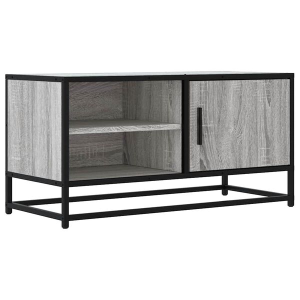 vidaXL TV Cabinet Grey Sonoma Engineered Wood, Metal Rectangular Modern