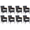 vidaXL Dining Set Black PE Rattan, Steel, WPC, Aluminum, Solid Acacia Wood