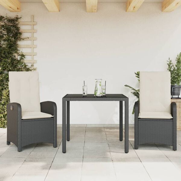 vidaXL Patio Dining Set Set of 8 Black PE rattan Standard