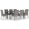 vidaXL Dining Set Grey and Black Poly rattan Standard Seats Many