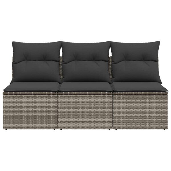 vidaXL Garden Sofa Grey PE Rattan 3-seater UV-resistant materials