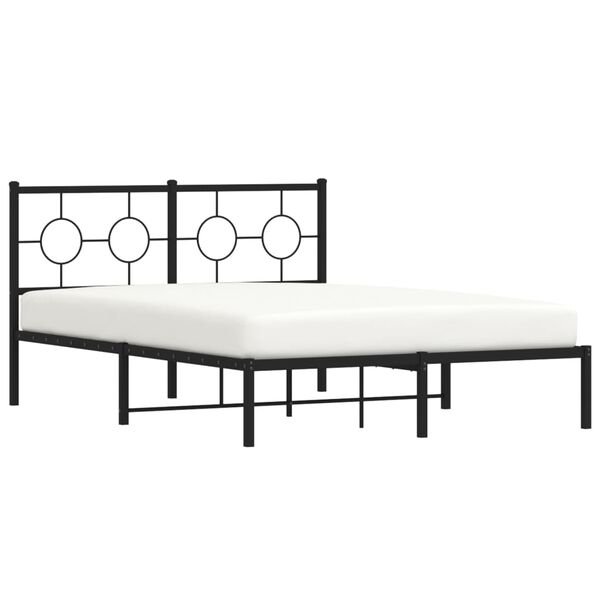 vidaXL Bed Frame Black Steel Double Bed Frame Rectangular Industrial