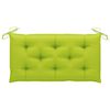 vidaXL Patio Bench Natural wood, bright green cushion Smooth teak hardwood