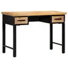 vidaXL Writing Table Natural and Black Solid Mango Wood, Engineered Wood