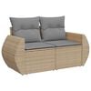 vidaXL Garden Sofa Set Beige PE Rattan Large Adjustable Armrests