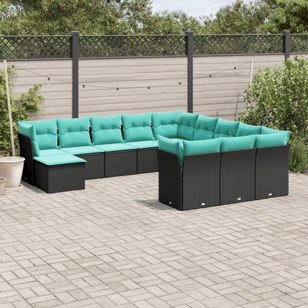 vidaXL Garden Sofa Set Black, Blue