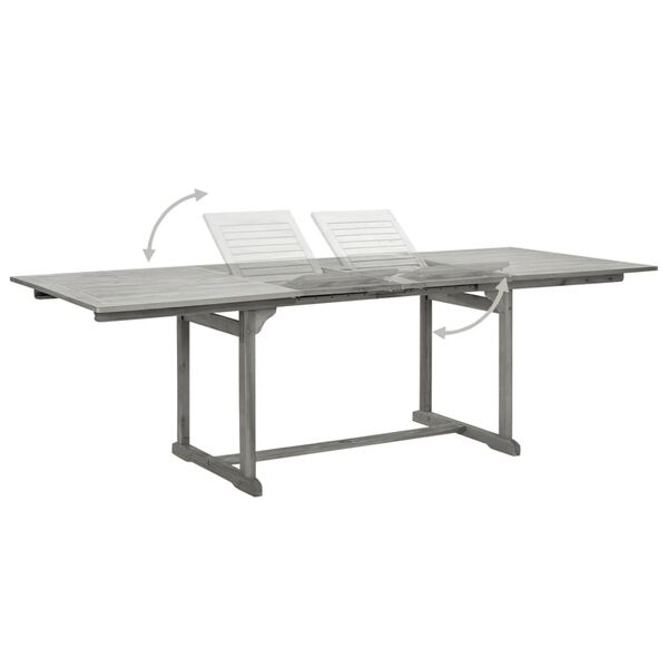vidaXL Garden Table Gray Solid Acacia Wood Large Extendable Garden Table