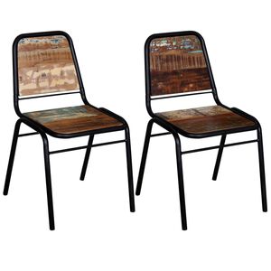 vidaXL Dining Chair Set of 2 Multicolour Solid reclaimed wood Standard