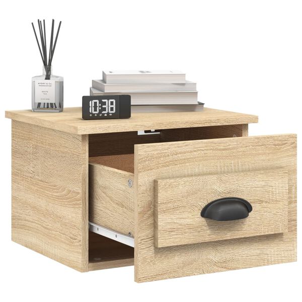 vidaXL Wall-mounted Bedside Cabinet Sonoma Oak Engineered Wood