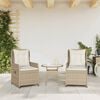 vidaXL Reclining Patio Chairs 2 pcs Beige Poly Rattan