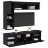 vidaXL TV Cabinet Wall-mounted 7 pcs Black Oak Engineered Wood