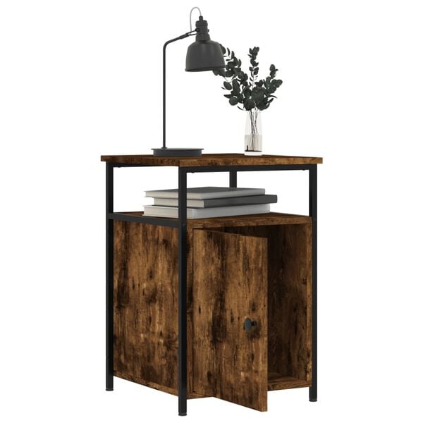 vidaXL Bedside Cabinet Smoked oak Engineered wood Adjustable Feet