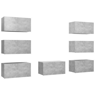 vidaXL TV Cabinets 7 pcs Concrete Gray 12"x11.8"x23.6" Engineered Wood