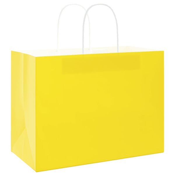 vidaXL Paper Bags 50 pcs with Handles Yellow 32x17x25 cm