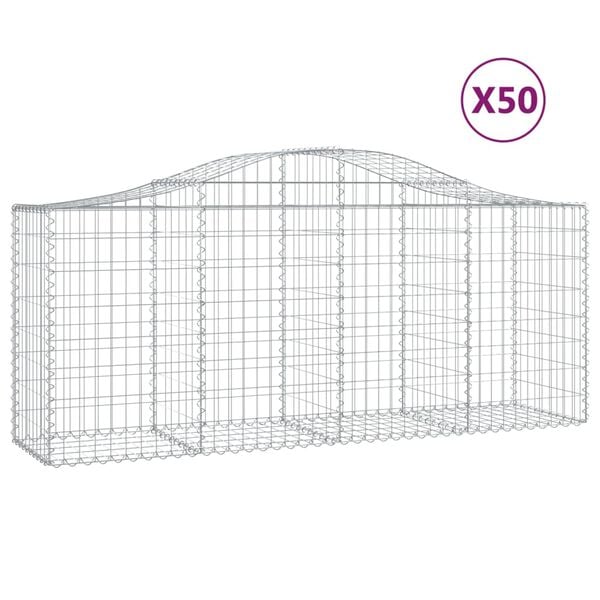 vidaXL Gabion Basket Set of 50 Silver Galvanized Iron