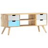 vidaXL TV Cabinet Brown, Blue, White Solid Mango Wood Standard