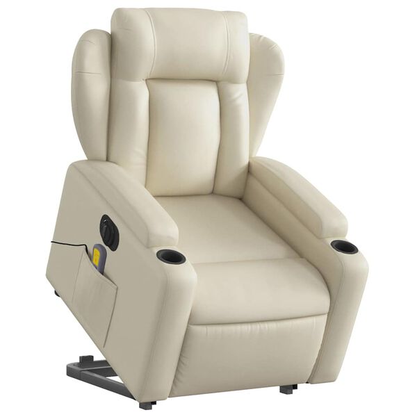 vidaXL Electric Stand Up Massage Recliner Chair Cream