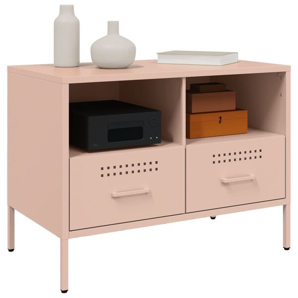 vidaXL TV Cabinet Pink Cold-rolled Steel Medium TV Cabinet Rectangular
