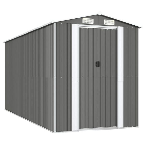 vidaXL Garden Shed Light Grey Galvanized Steel Large Garden Shed