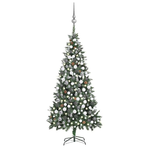 vidaXL Christmas Tree Green and white PVC 82.7 in tall