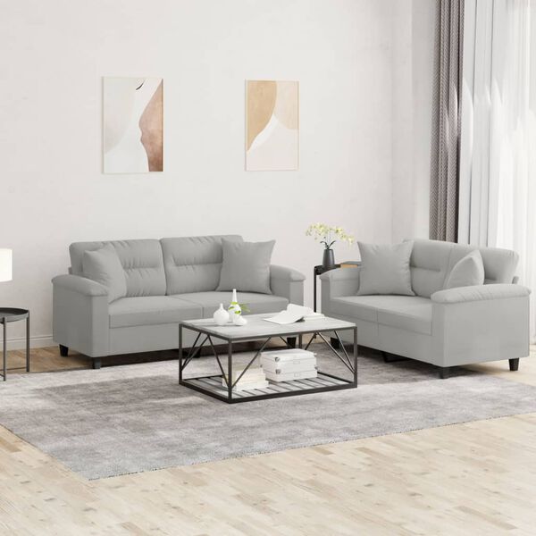 vidaXL Sofa Set Light grey