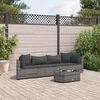 vidaXL Patio Sofa Set Set of 4 Gray PE rattan Medium Adjustable Feet
