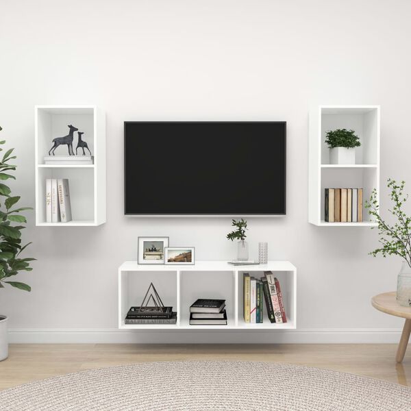 vidaXL TV Cabinet Set White Engineered Wood Standard TV Cabinet Set