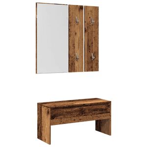 vidaXL Hallway Furniture Set Old wood Engineered wood, acrylic Standard