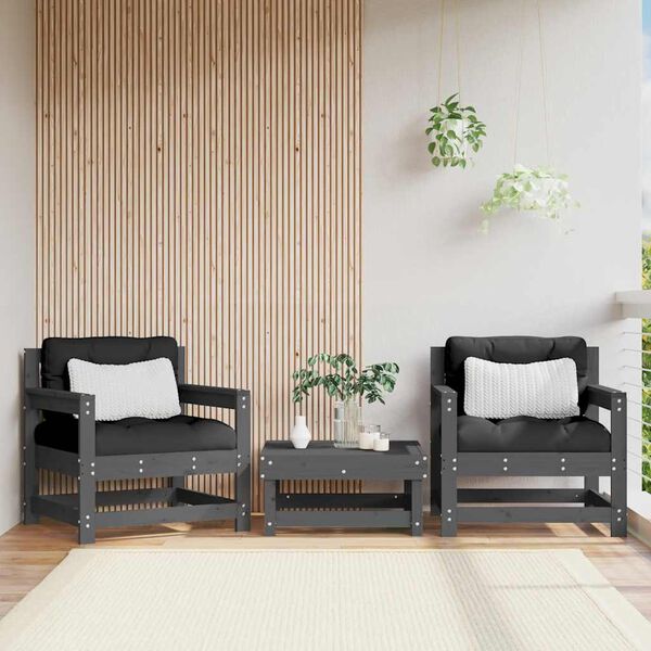 vidaXL Garden Chair Grey Solid pine wood, Plywood Standard Modular